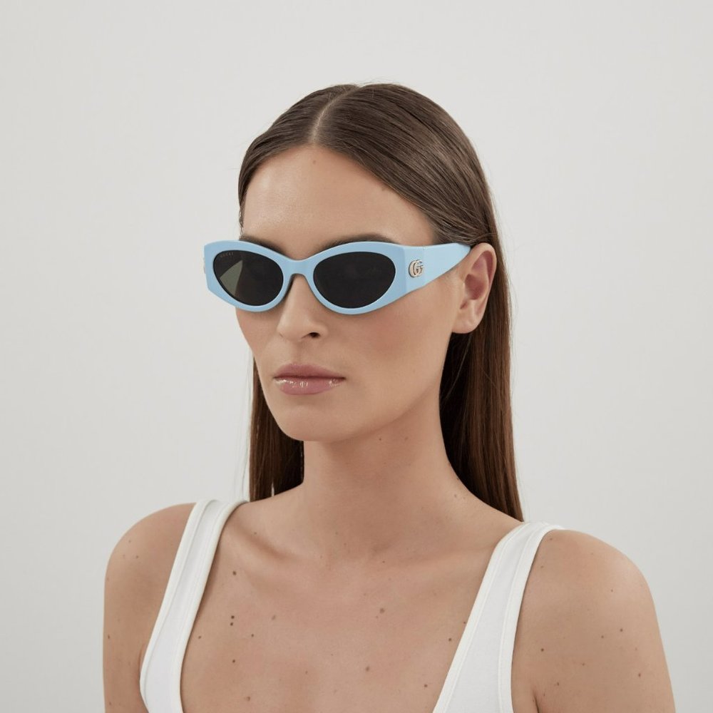 NEW Gucci GG1401S 004 Light Blue Grey Women Cat Eye Sunglasses GG 1401S